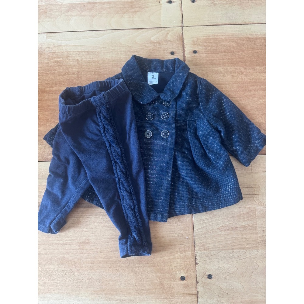 Carters Koala Kids Baby Girl 3 Months Navy‎ Sparkle Jacket Pants Bundle